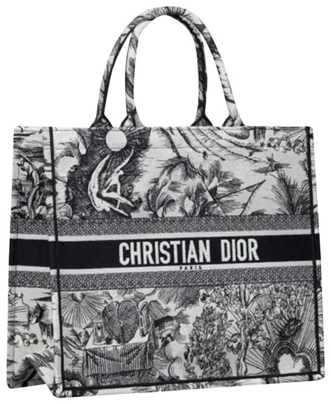 christian dior black and white tote bag|dior tote bag medium size.